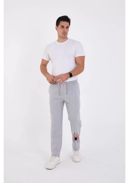 Oversize Üç Iplik Baskılı Eşofman Pantolon - Gri modelleri