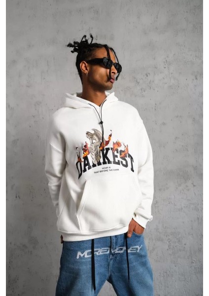 Erkek Dankes Baskılı Kapüşonlu Sweat - Beyaz fırsatları