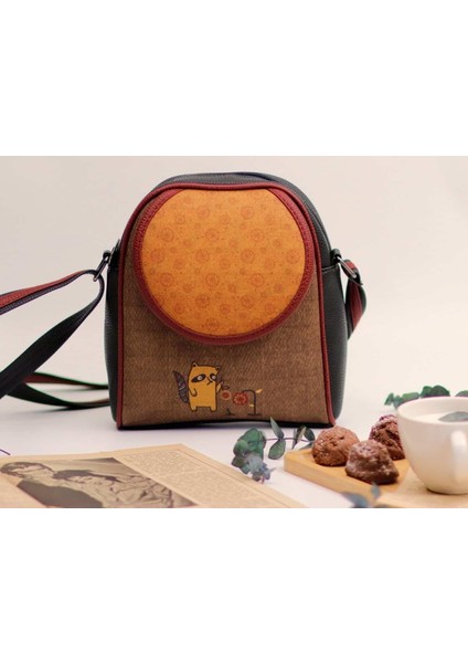 Rakun Figürlü Küçük Postacı Omuz Çantası Etnik Bohem Style - Siyah