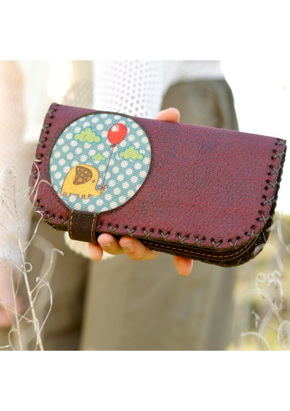 Fil Figürlü Büyük Cüzdan Etnik Bohem Retro Vintage Style - Bordo fiyatları
