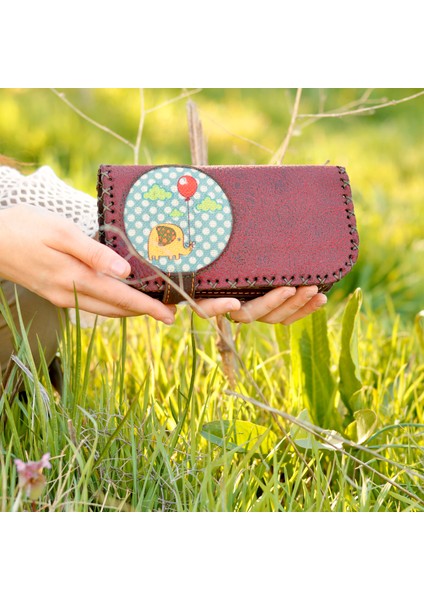 Fil Figürlü Büyük Cüzdan Etnik Bohem Retro Vintage Style - Bordo fırsatları