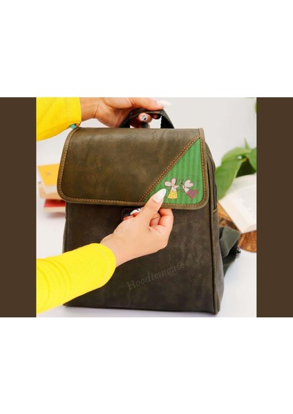 Dans Eden Fare Figürlü Business Sırt Çantası Etnik Bohem Style - Hakı Yesıl