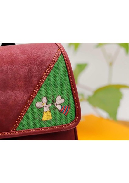 Dans Eden Fare Figürlü Business Sırt Çantası Etnik Bohem Style - Bordo fiyatları