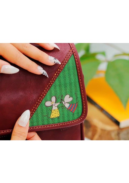 Dans Eden Fare Figürlü Business Sırt Çantası Etnik Bohem Style - Bordo fırsatları