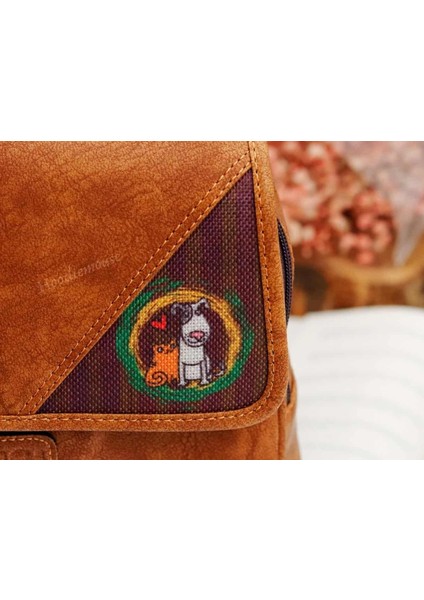 Köpek Figürlü Business Sırt Çantası Etnik Bohem Style - Taba modelleri