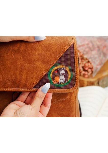 Köpek Figürlü Business Sırt Çantası Etnik Bohem Style - Taba indirimleri