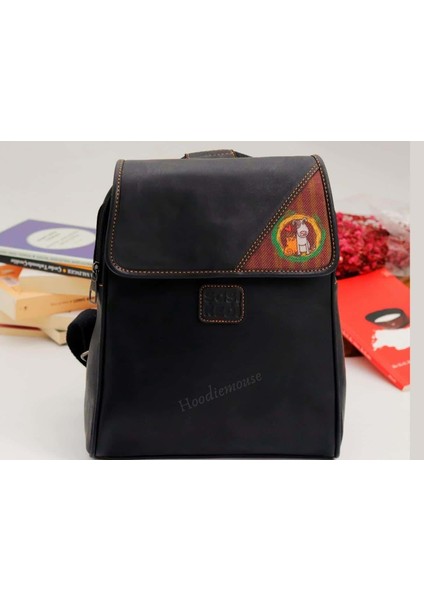 Köpek Figürlü Business Sırt Çantası Etnik Bohem Style - Sıyah