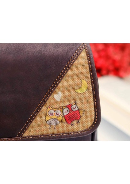 Baykuş Figürlü Business Sırt Çantası Etnik Bohem Style - Acı Kahve