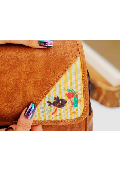 Karabalık Figürlü Business Sırt Çantası Etnik Bohem Style - Taba fırsatları