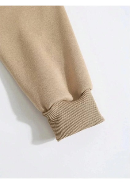 Erkek Düz Kapüşonlu Sweat - Bej modelleri