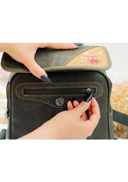 Baykuş Figürlü Business Sırt Çantası Etnik Bohem Style - Yesıl fırsatları