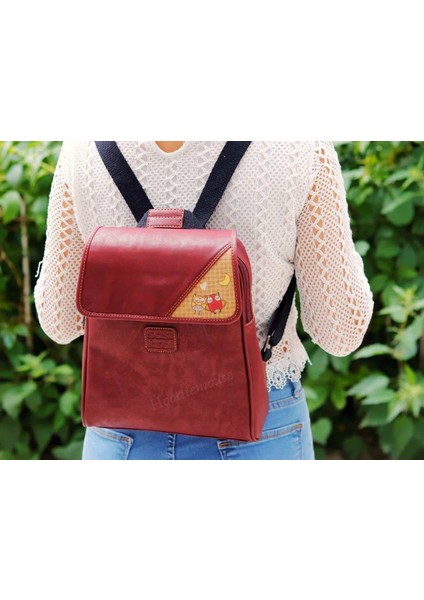 Baykuş Figürlü Business Sırt Çantası Etnik Bohem Style - Bordo