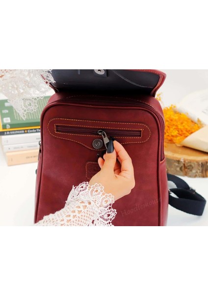 Baykuş Figürlü Business Sırt Çantası Etnik Bohem Style - Bordo fiyatları