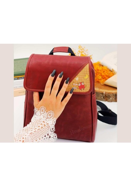 Baykuş Figürlü Business Sırt Çantası Etnik Bohem Style - Bordo fırsatları