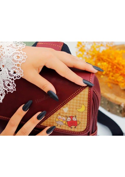 Baykuş Figürlü Business Sırt Çantası Etnik Bohem Style - Bordo indirimleri