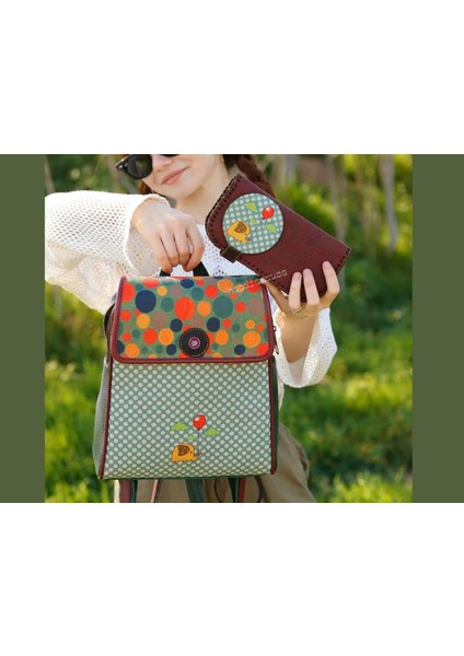 Fil Figürlü Kapaklı Sırt Çantası Etnik Bohem Style Cüzdan Kombin Çanta Yeşil Cüzdan Bordo fiyatları