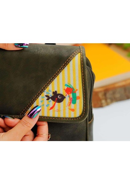 Karabalık Figürlü Business Sırt Çantası Etnik Bohem Style - Hakı Yesil modelleri