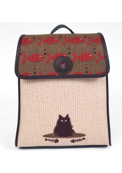 Karamık Figürlü Kapaklı Sırt Çantası Etnik And Bohem Style-Yeşil