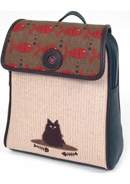 Karamık Figürlü Kapaklı Sırt Çantası Etnik And Bohem Style-Yeşil modelleri