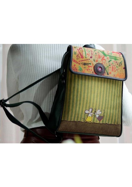 Dans Eden Fareler Figürlü Kapaklı Sırt Çantası Etnik Bohem Style - Yeşil fiyatları