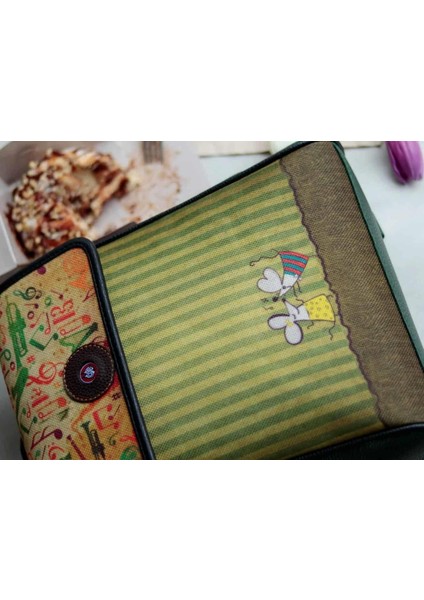 Dans Eden Fareler Figürlü Kapaklı Sırt Çantası Etnik Bohem Style - Yeşil modelleri