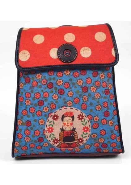 Frida Mavi Figürlü Kapaklı Sırt Çantası Etnik Bohem Style - Bordo
