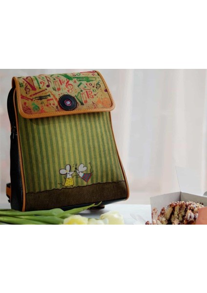 Dans Eden Fareler Figürlü Kapaklı Sırt Çantası Etnik Bohem Style - Siyah