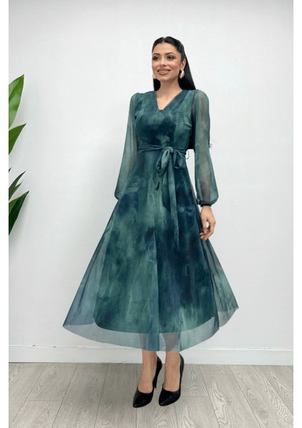 Lensia V Yaka Batik Desen Elbise