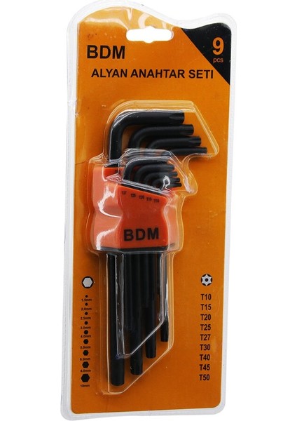 9 Pcs Siyah Uzun - Yıldız Alyan T-10-15-20-25-27-30-40-45-50 (4767)