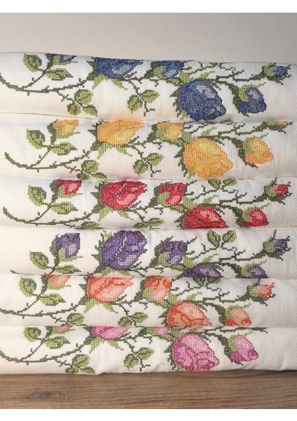 6 Adet Kanaviçe Nakışlı El Havlusu 50X90 modelleri