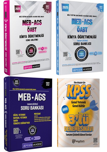 2025 Meb / Ags / Öabt Kimya Konu Anlatımı / Soru Bankası / Sözel Sayısal Yetenek Tarih Coğrafya Mevzuat