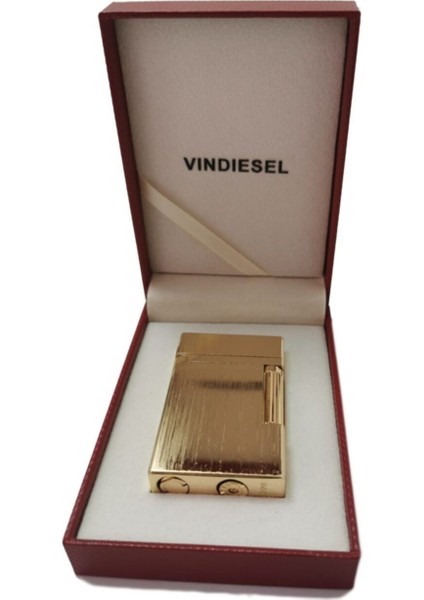 Çelik Gazlı Dupont Çakmak Özel Kutulu Gold Çizgili Desenli