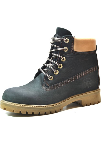 3505 Hakiki Deri Lacivert Taba Su Geçirmez Erkek Bot