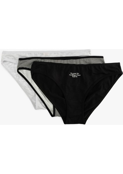 Slogan Baskılı 3'lü Brief Külot Seti