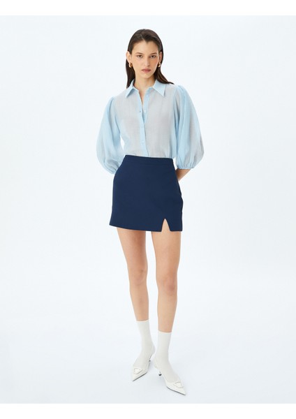 Dokulu 3/4 Balon Kollu Yarı Transparan Gömlek fiyatları