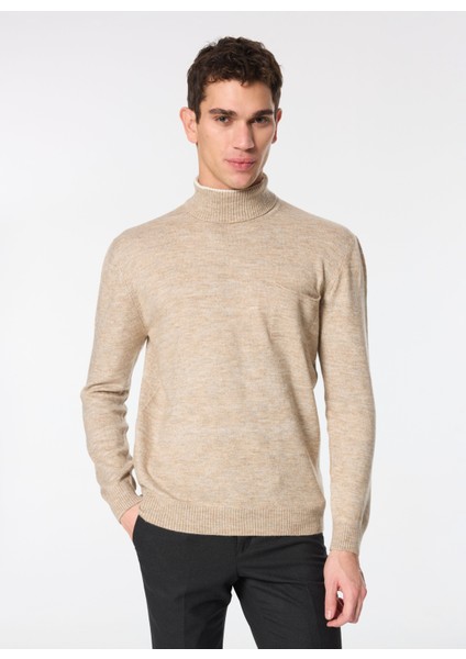 Balıkçı Yaka Standart Bej Melanj Erkek Kazak ACE049251314_BMJ fiyatları