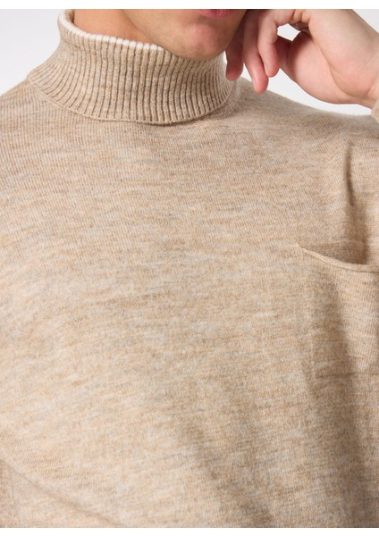 Balıkçı Yaka Standart Bej Melanj Erkek Kazak ACE049251314_BMJ fırsatları