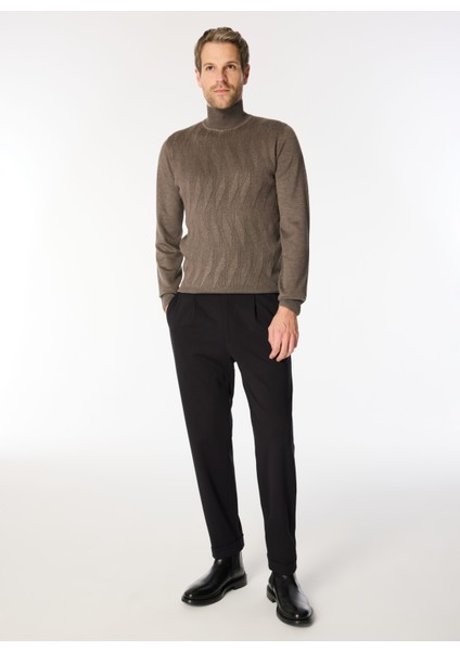 Yarım Balıkçı Yaka Slim Fit Kahve Melanj Erkek Kazak MI2763SS fiyatları