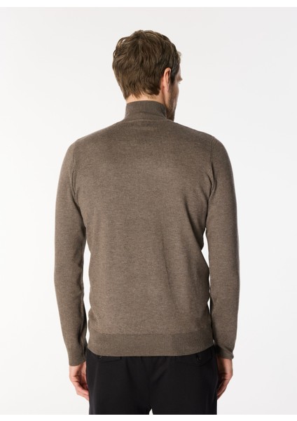 Yarım Balıkçı Yaka Slim Fit Kahve Melanj Erkek Kazak MI2763SS indirimleri