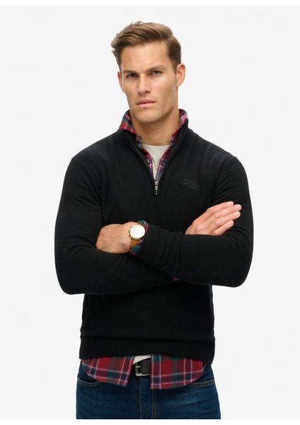 Bisiklet Yaka Normal Siyah Erkek Kazak M6110640A02A_ESSENTIAL Emb Knıt Hal