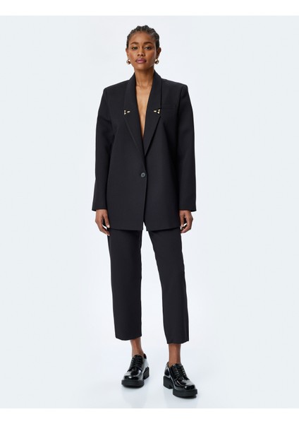 Aksesuar Detaylı Kruvaze Oversize Blazer Ceket fiyatları
