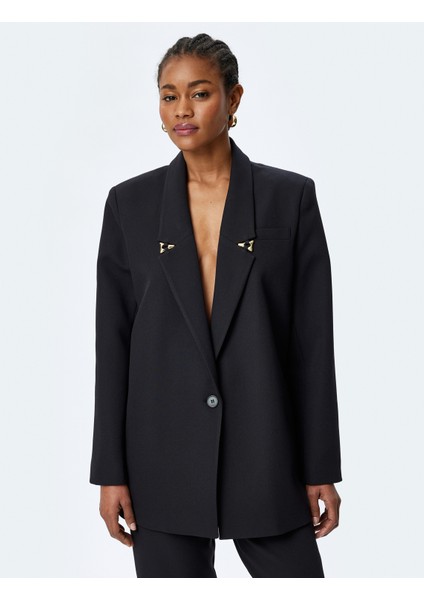 Aksesuar Detaylı Kruvaze Oversize Blazer Ceket modelleri