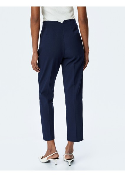 Yüksek Bel Slim Fit Cigarette Kesim Kumaş Pantolon