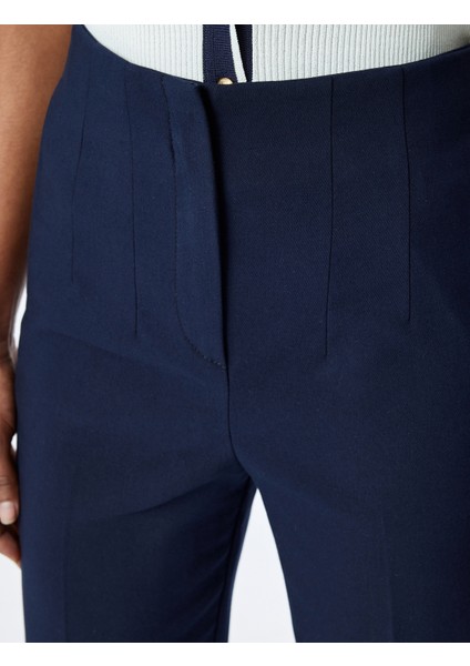 Yüksek Bel Slim Fit Cigarette Kesim Kumaş Pantolon