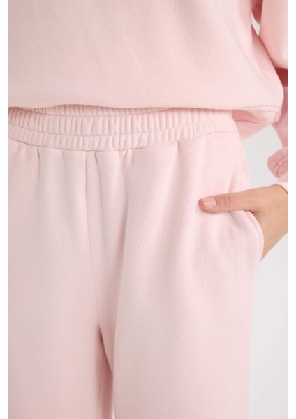 Straight Fit Eşofman Altı Standart Boy Basic Düz Cepli Beli Lastikli Geniş Bol Paça E4739AX24CW