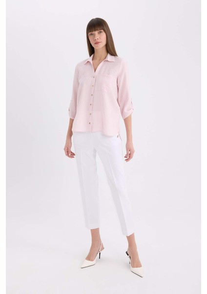 Regular Fit Basic Düz Uzun Kollu Gömlek M9407AZ25SP