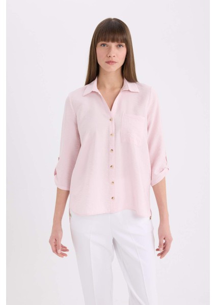 Regular Fit Basic Düz Uzun Kollu Gömlek M9407AZ25SP