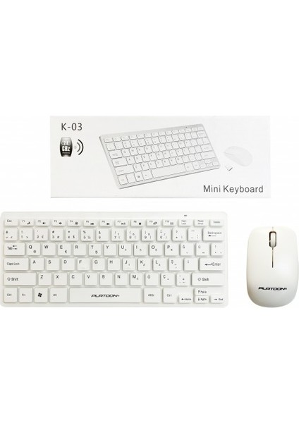 Pl-395 Beyaz Renk Kaliteli Mini Kablosuz Klavye Mouse Set