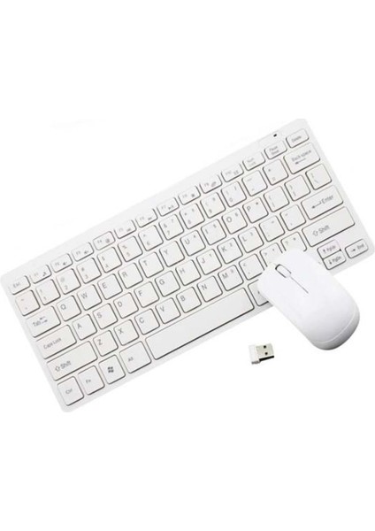 Pl-395 Beyaz Renk Kaliteli Mini Kablosuz Klavye Mouse Set