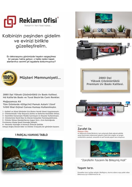 Lofoten Adaları, Kuzey Işıkları Temalı Premium Kanvas Tablo